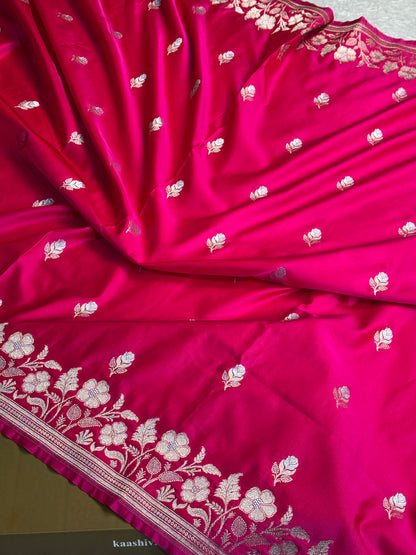 Rani pink color premium Banarasi Mashru katan silk saree MK239