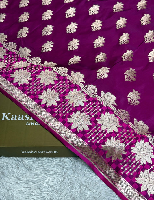 Majanta colour premium Banarasi Mashru katan silk saree MK267