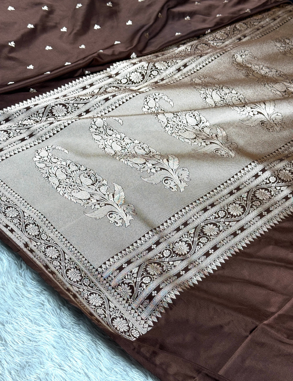 Coffee brown color premium Banarasi Mashru katan silk saree MK266
