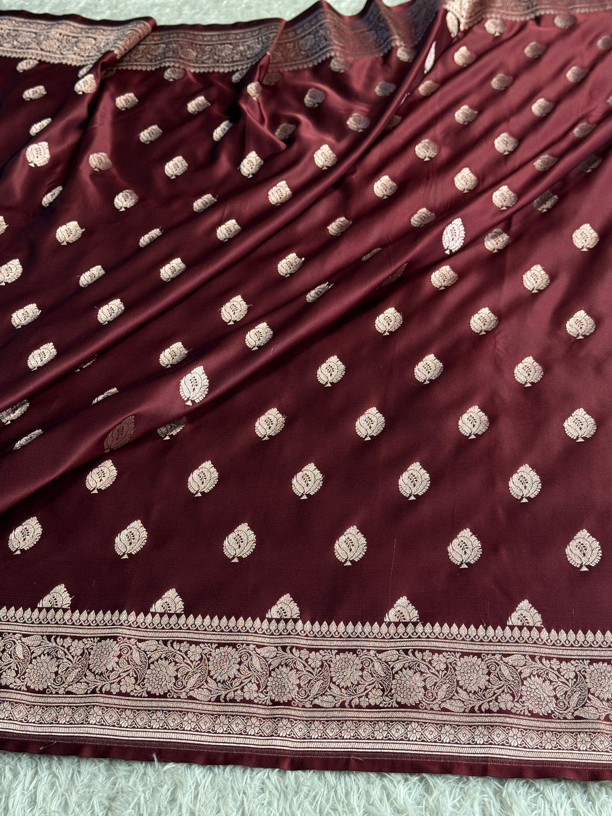 Coffee brown colour premium Banarasi Mashru katan silk saree MK348