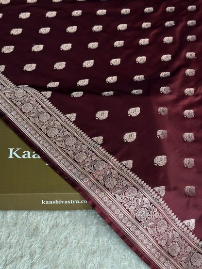 Coffee brown colour premium Banarasi Mashru katan silk saree MK348
