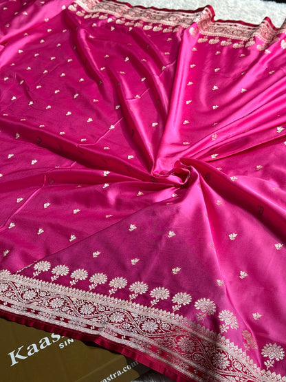 Pink color premium Banarasi Mashru katan silk saree MK236