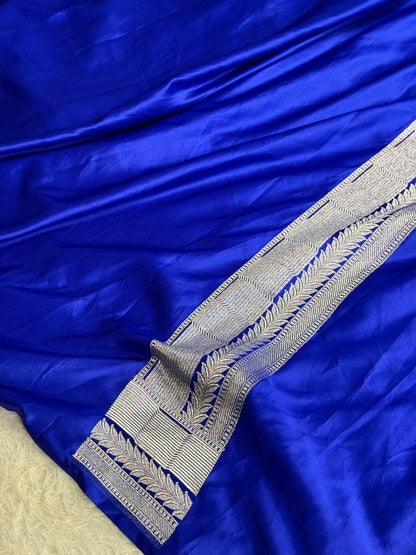 Royal blue colour premium Banarasi tilfi Mashru katan silk saree MK325