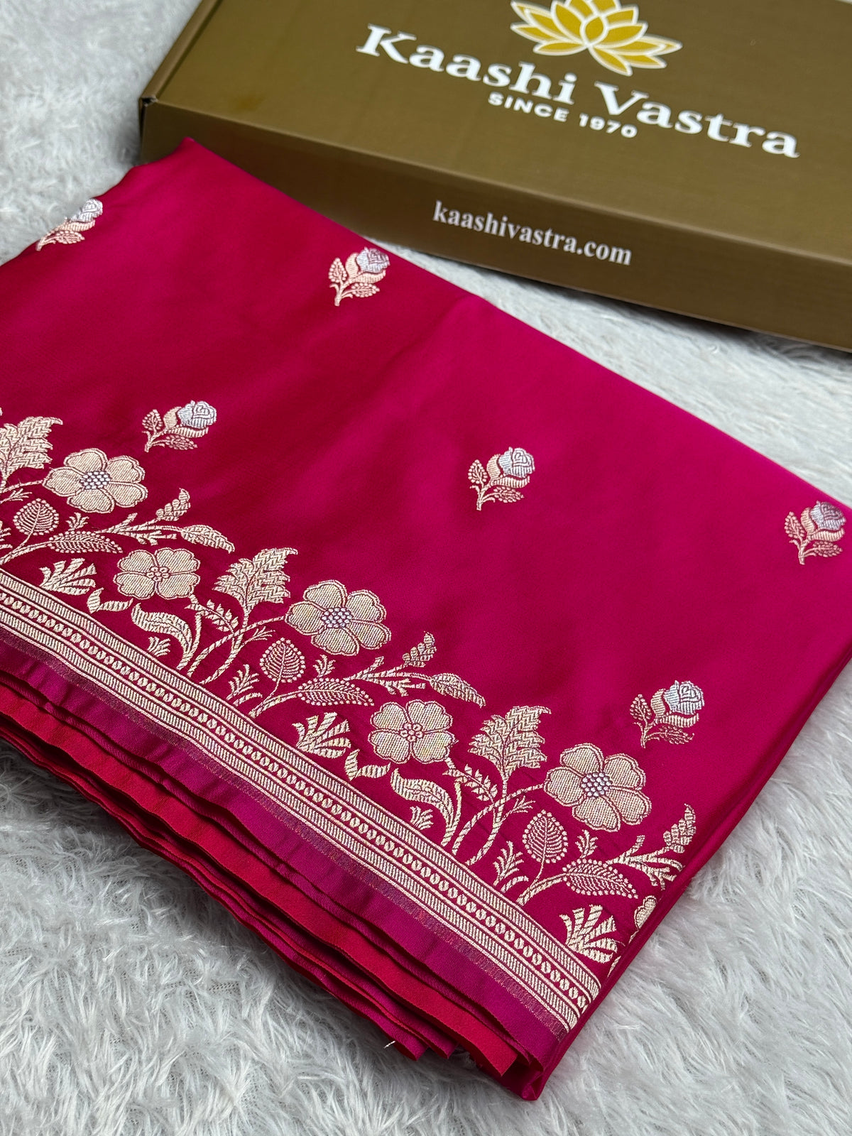 Rani pink color premium Banarasi Mashru katan silk saree MK239
