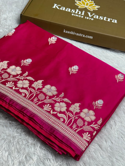 Rani pink color premium Banarasi Mashru katan silk saree MK239