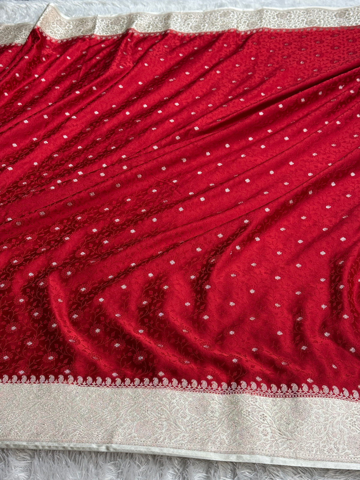 Maroon with off white colour premium Banarasi Mashru katan silk saree MK248