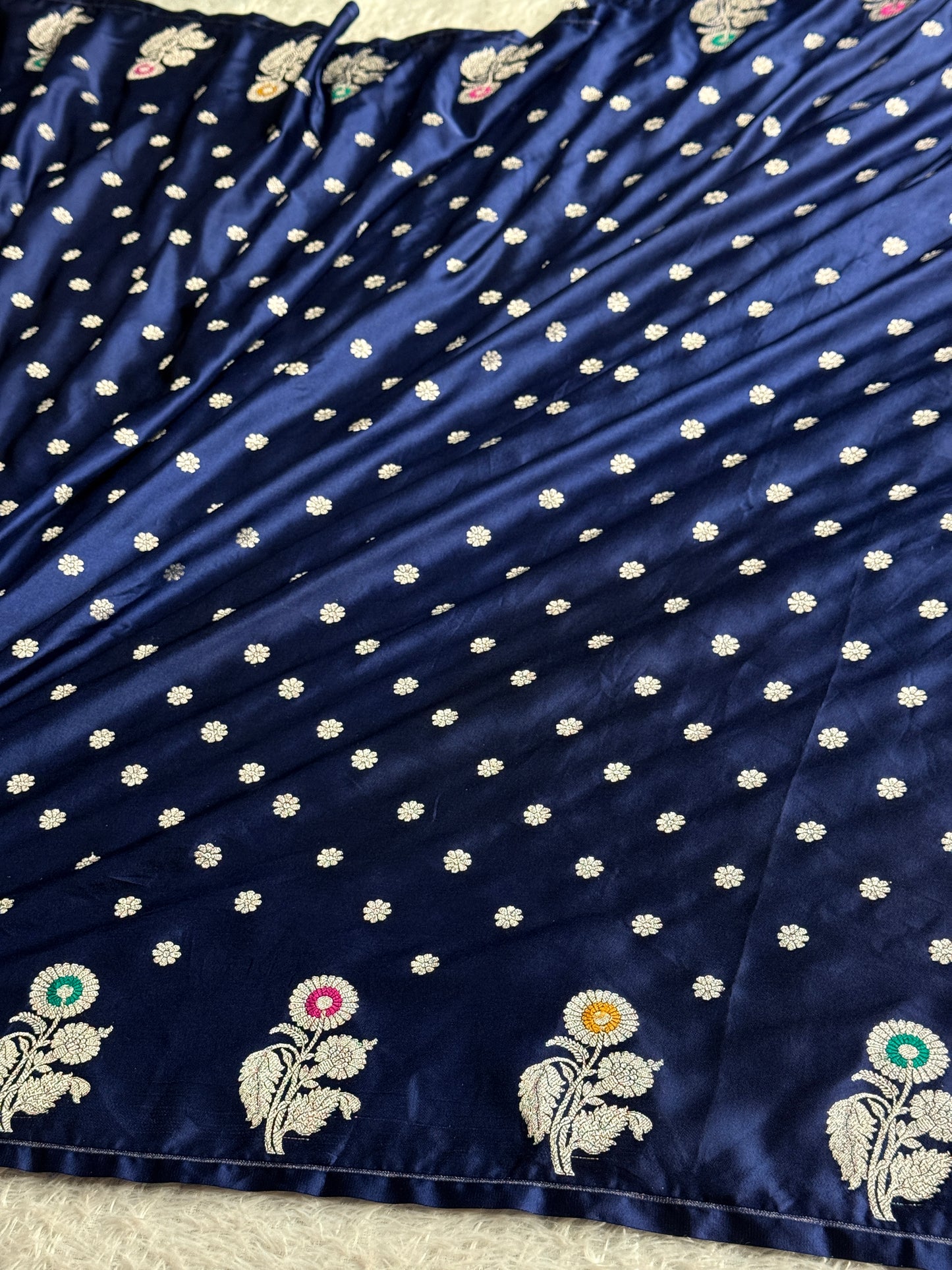 Navy colour premium Banarasi Mashru katan silk saree MK319