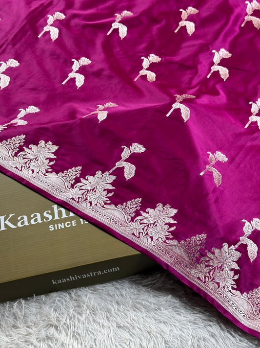 Majanta colour premium Banarasi Mashru katan silk saree MK275