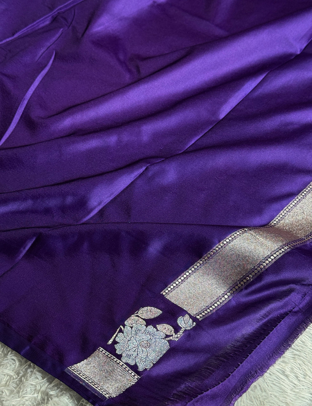 Purple colour premium Banarasi tilfi Mashru katan silk saree MK217