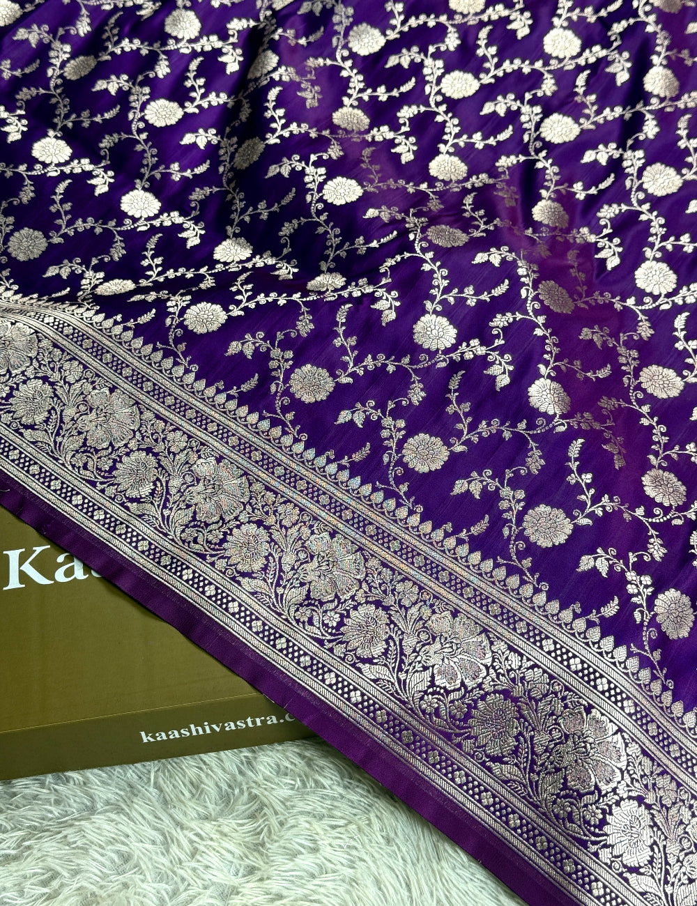 Dark Purple color jaal premium Banarasi Mashru katan silk saree MK265