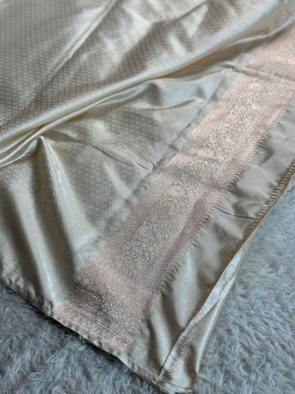 Maroon with off white premium Banarasi Mashru katan silk saree MK284