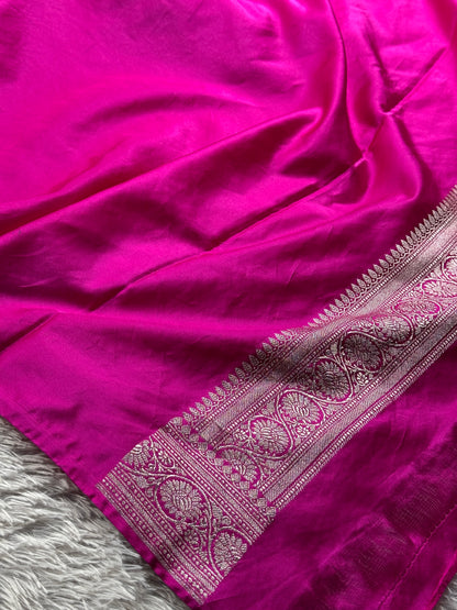 Rani pink color premium Banarasi Mashru katan silk saree MK240