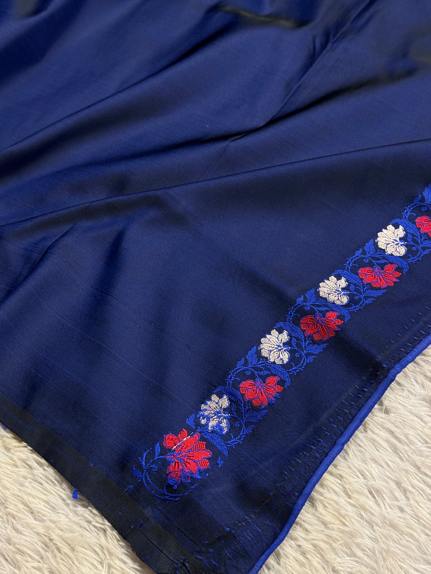 Navy blue premium Banarasi tilfi Mashru katan silk saree MK237
