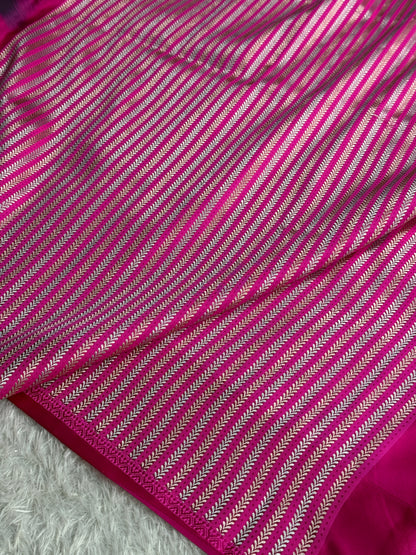 Black and Rani pink colour premium Banarasi Mashru katan silk saree MK323