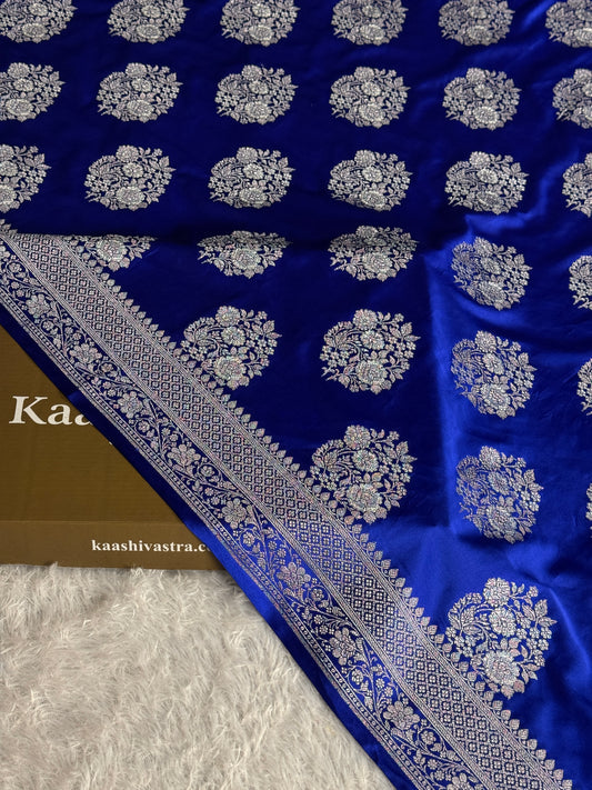 Royal blue colour premium Banarasi Mashru katan silk saree MK310