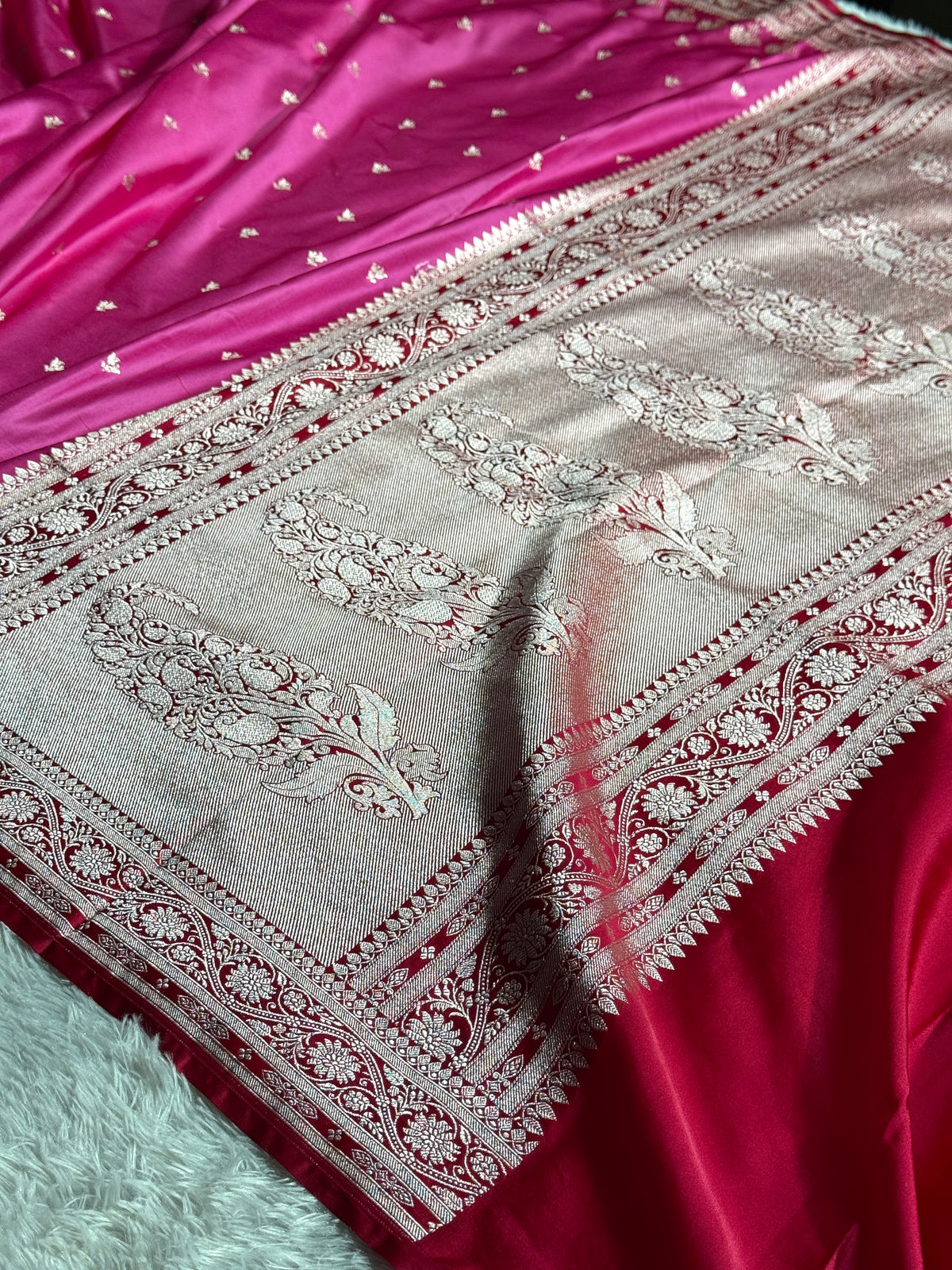 Pink color premium Banarasi Mashru katan silk saree MK236