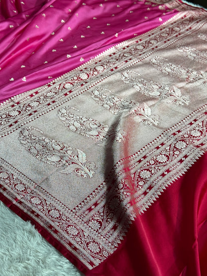 Pink color premium Banarasi Mashru katan silk saree MK236