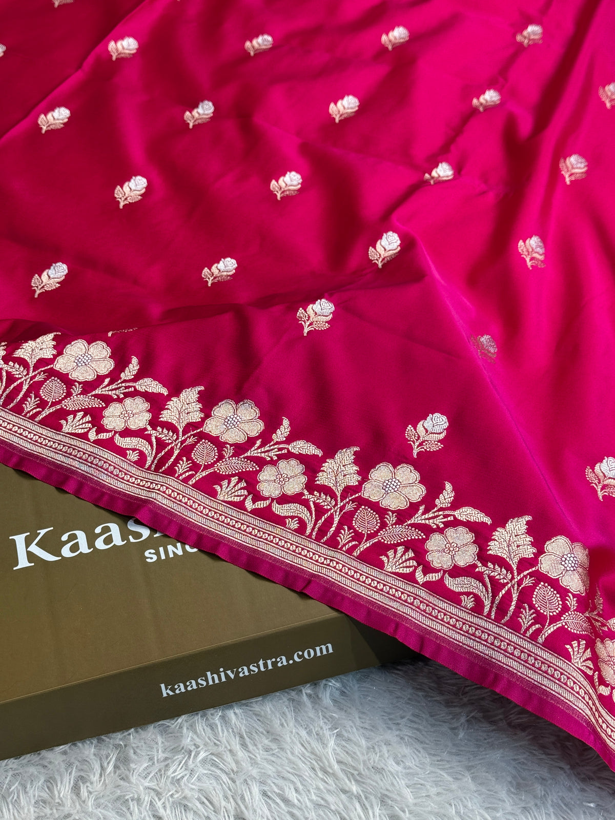 Rani pink color premium Banarasi Mashru katan silk saree MK239