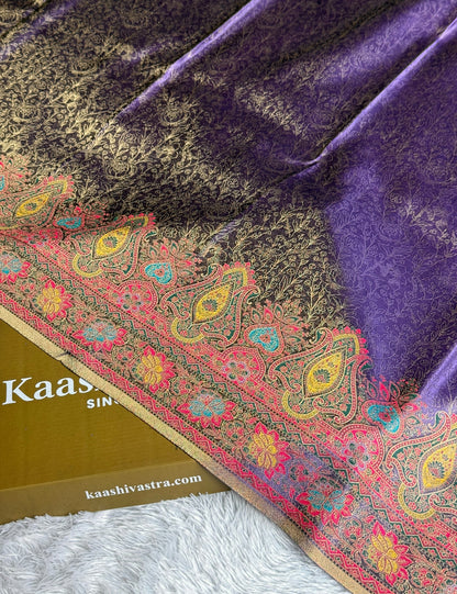 Purple colour premium banarasi soft tissue silk saree TS111