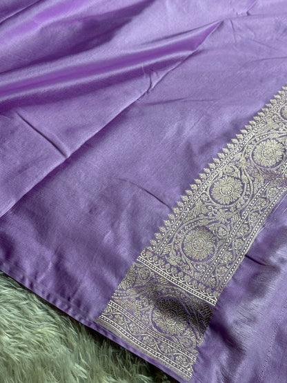 Lavender colour premium Banarasi Mashru katan silk saree MK255