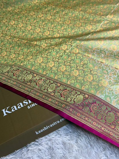 Pista color premium Banarasi katan jamawar tanchui silk saree JKT101