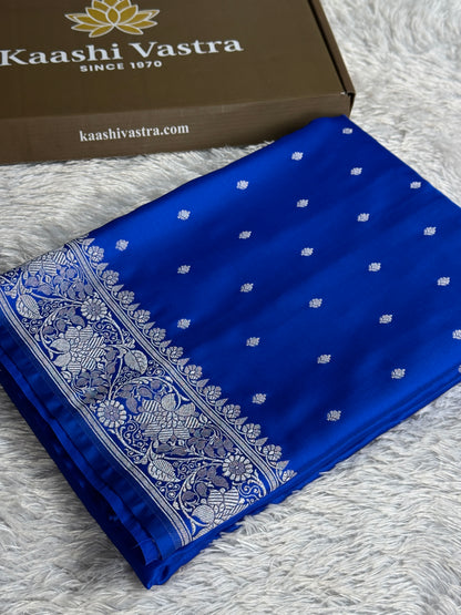 Royal blue colour premium Banarasi Mashru katan silk saree MK340