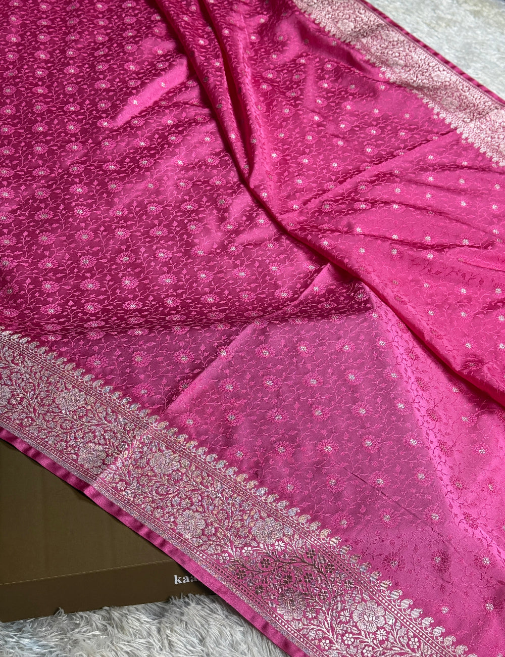 Pink colour premium Banarasi tanchui Mashti Katan silk saree MK261