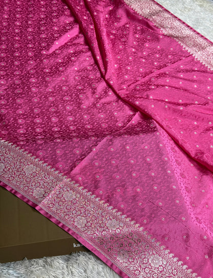 Pink colour premium Banarasi tanchui Mashti Katan silk saree MK261