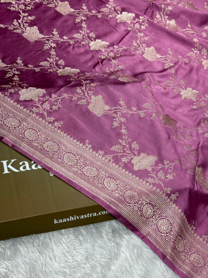 Onion pink Banarasi Mashru katan silk saree MK240
