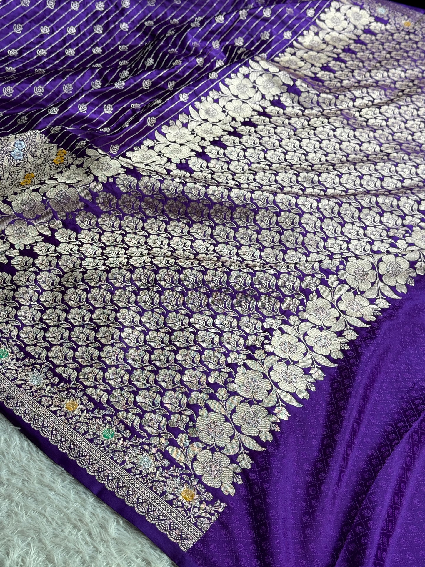 Purple colour premium Banarasi tilfi Mashru katan silk saree MK292