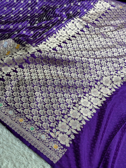 Purple colour premium Banarasi tilfi Mashru katan silk saree MK292