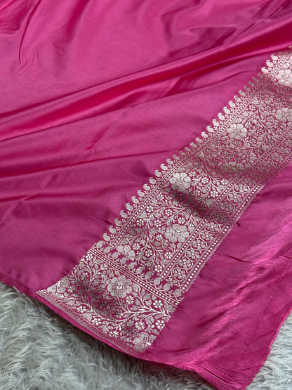 Pink colour premium Banarasi tanchui Mashti Katan silk saree MK261