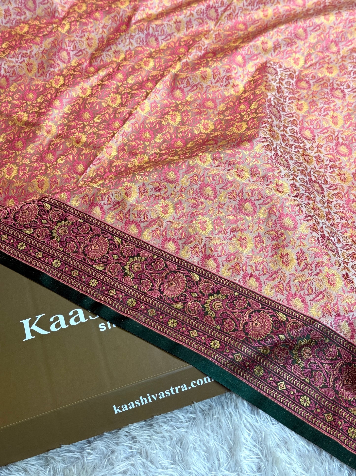 Peach color premium Banarasi jamawar tanchui katan silk saree JKT101