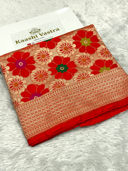 Orange premium Banarasi Mashru katan silk saree MK187