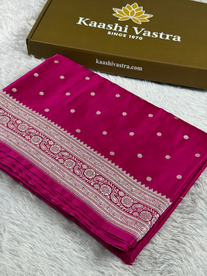 Rani pink premium Banarasi Mashru katan silk saree MK225