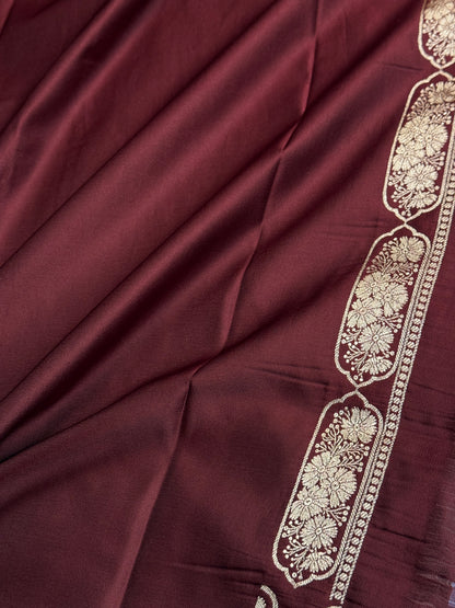 Brown colour premium Banarasi Mashru katan silk saree MK302