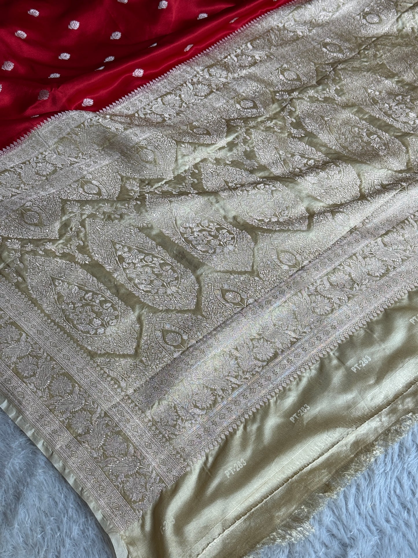 Maroon with cream premium Banarasi Mashru katan silk saree MK182