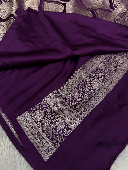 Purple premium Banarasi Mashru katan silk saree MK167