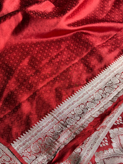 Light green with maroon colour premium Banarasi Mashru katan silk saree MK285