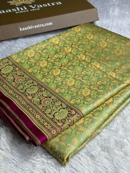 Pista color premium Banarasi katan jamawar tanchui silk saree JKT101