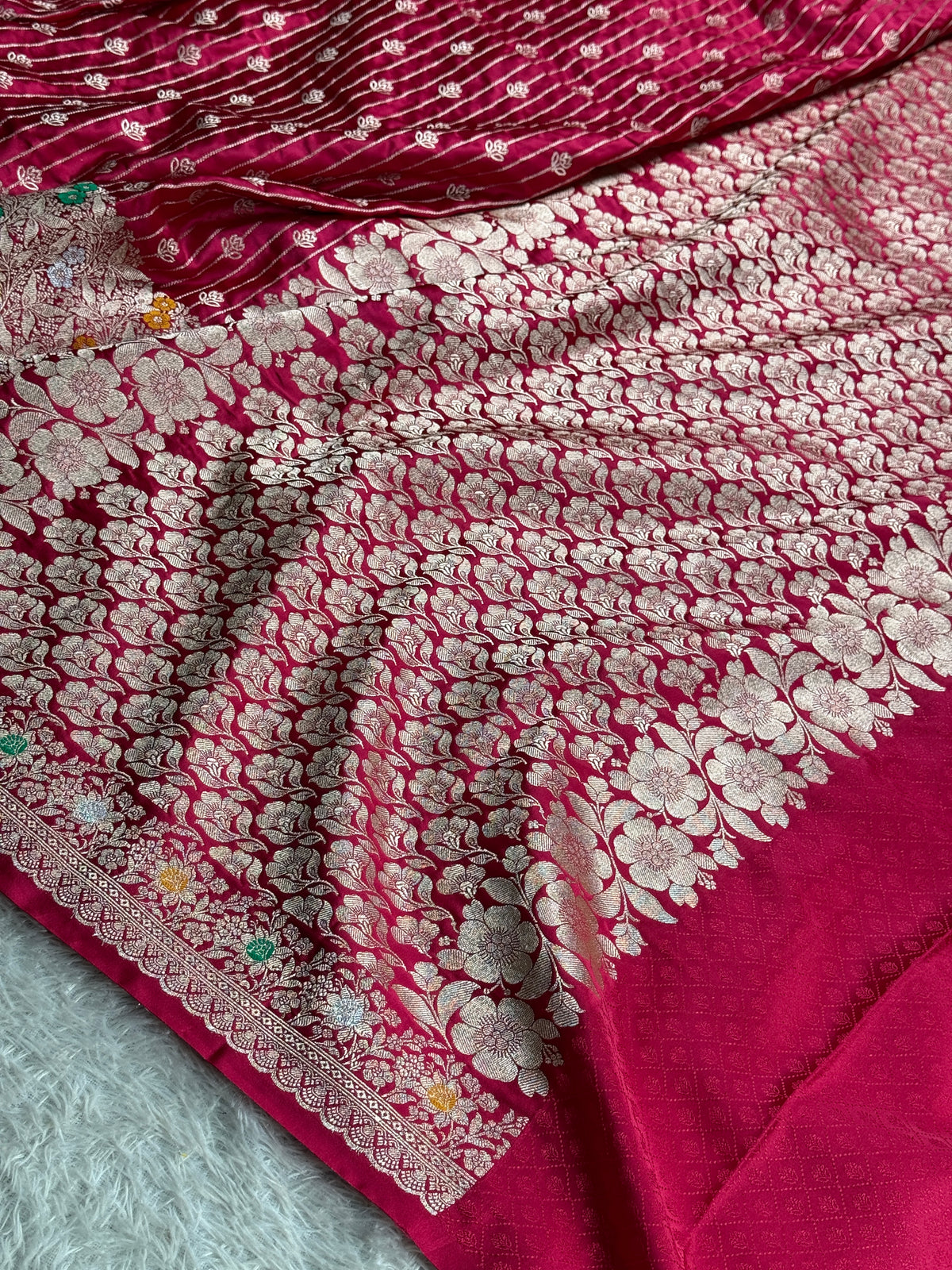 Hot pink colour premium Banarasi Mashru katan silk saree MK292