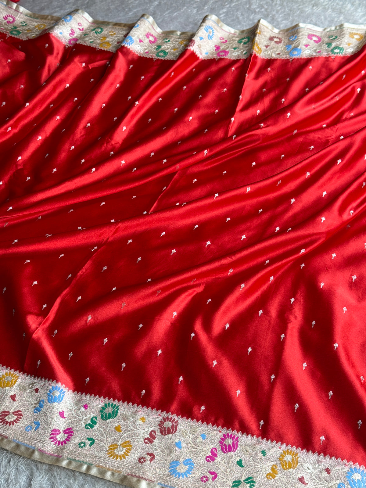 Red and cream colour premium Banarasi Paithni Mashru katan silk saree MK264