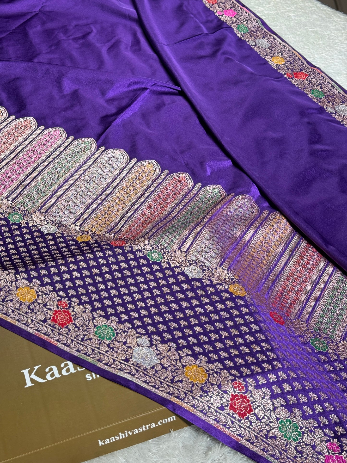 Dark purple premium Banarasi Mashru katan silk saree MK247