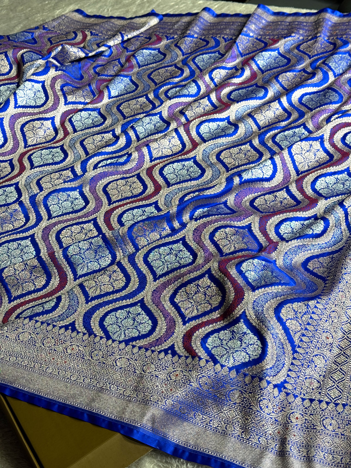 Royal blue premium Banarasi Mashru katan silk saree MK206