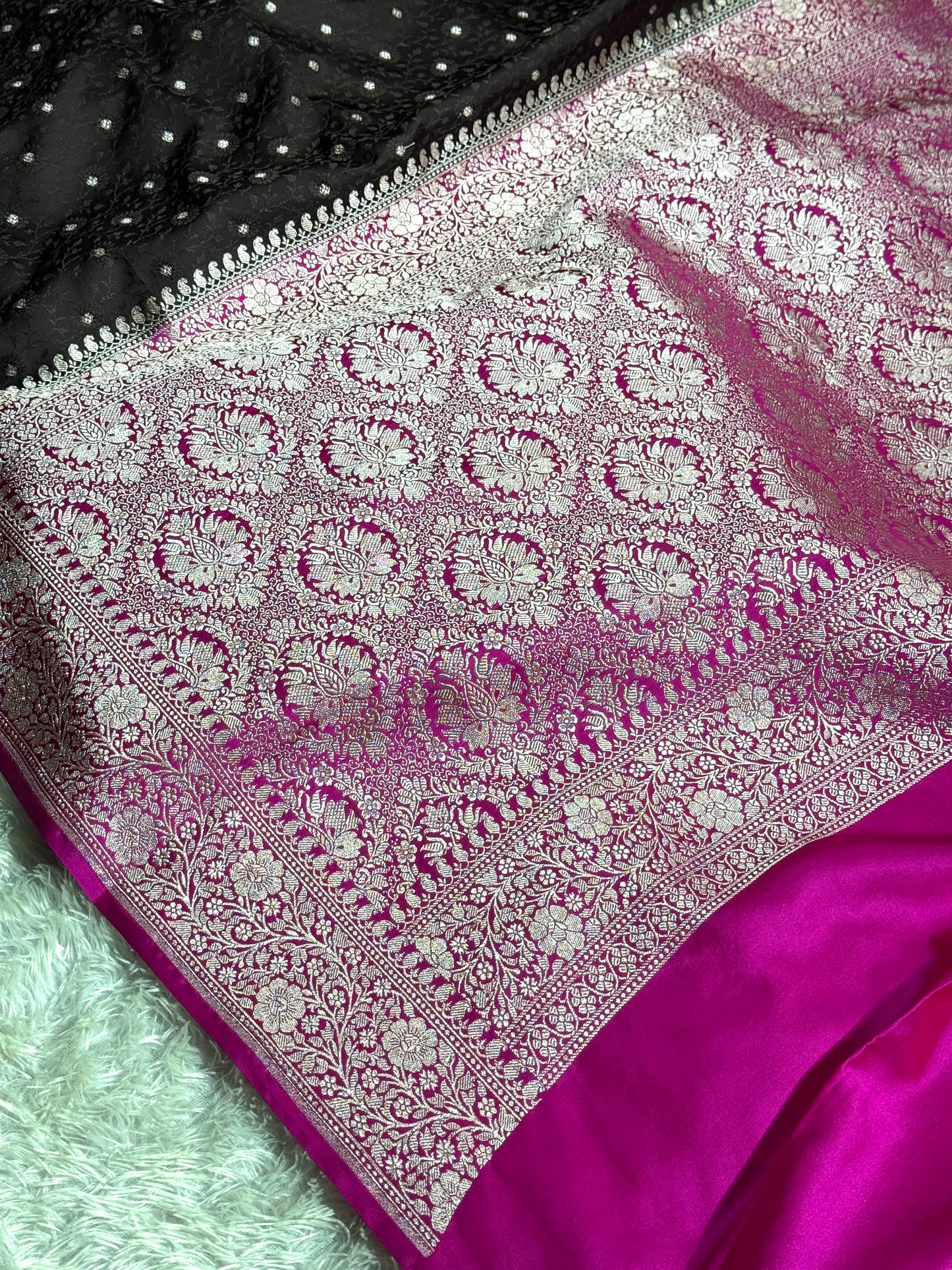 Rani pink coffee brown premium Banarasi Mashru katan silk saree MK248