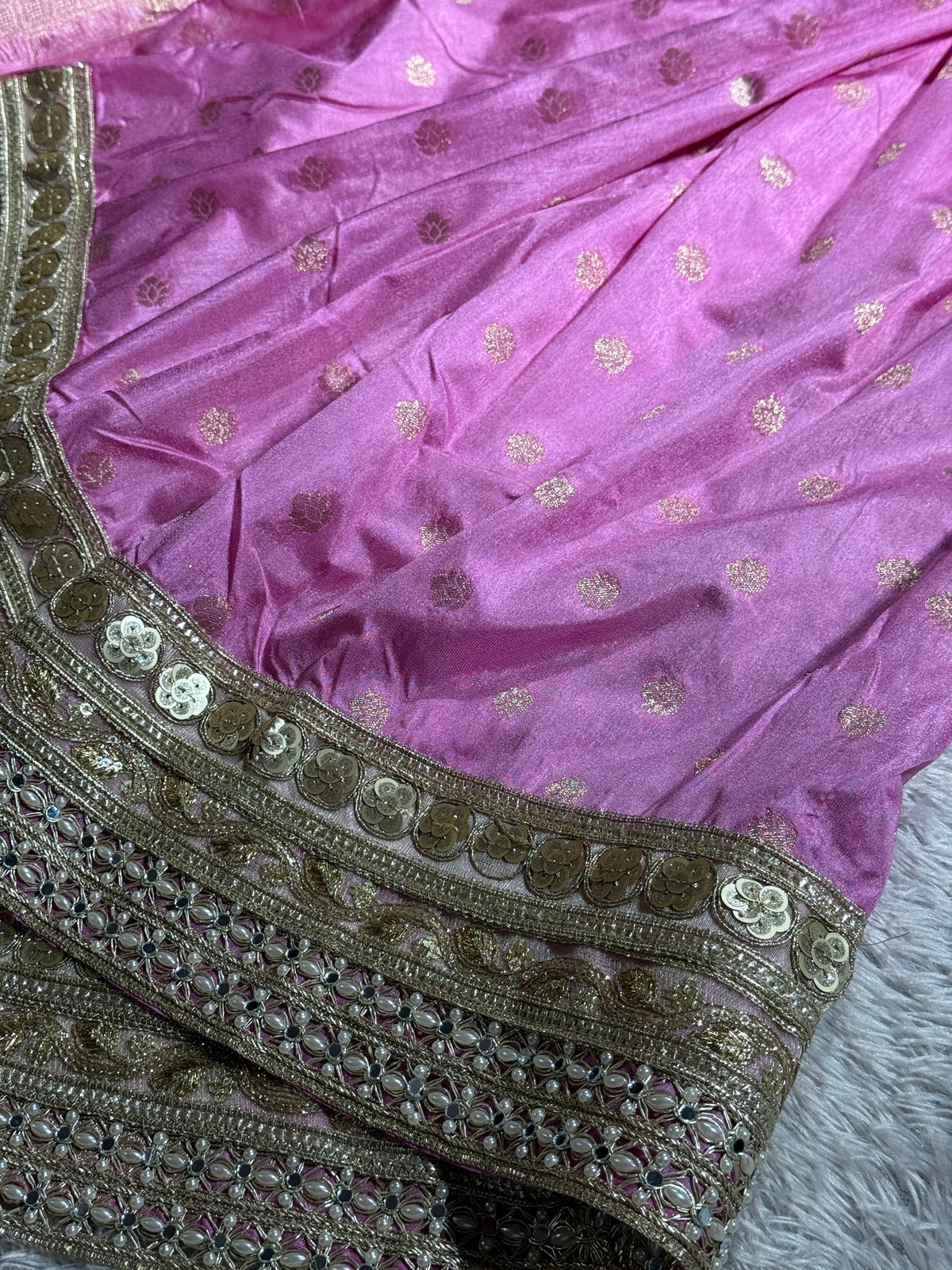Pink color premium Banarasi georgette silk saree CR115