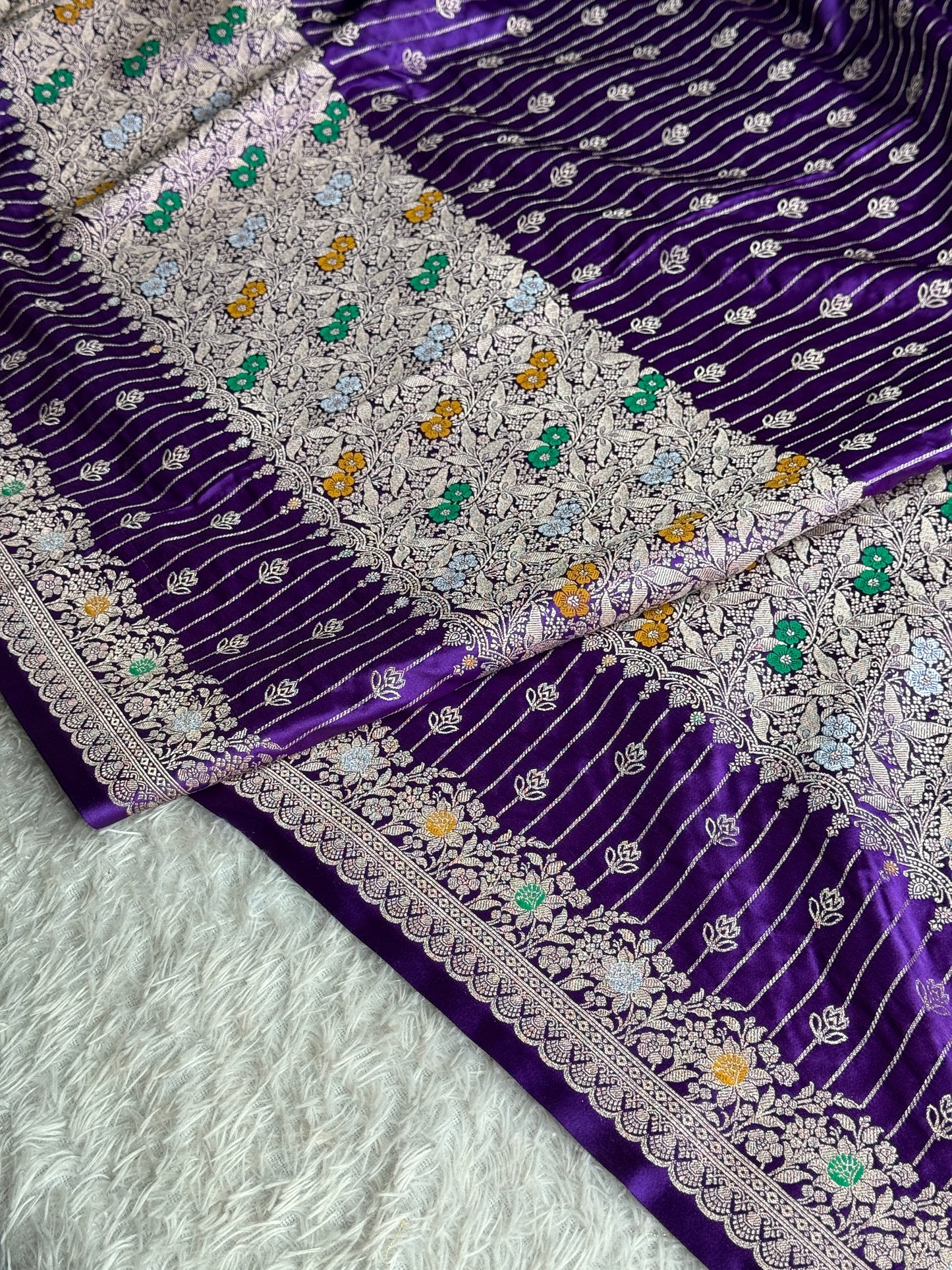 Purple colour premium Banarasi tilfi Mashru katan silk saree MK292
