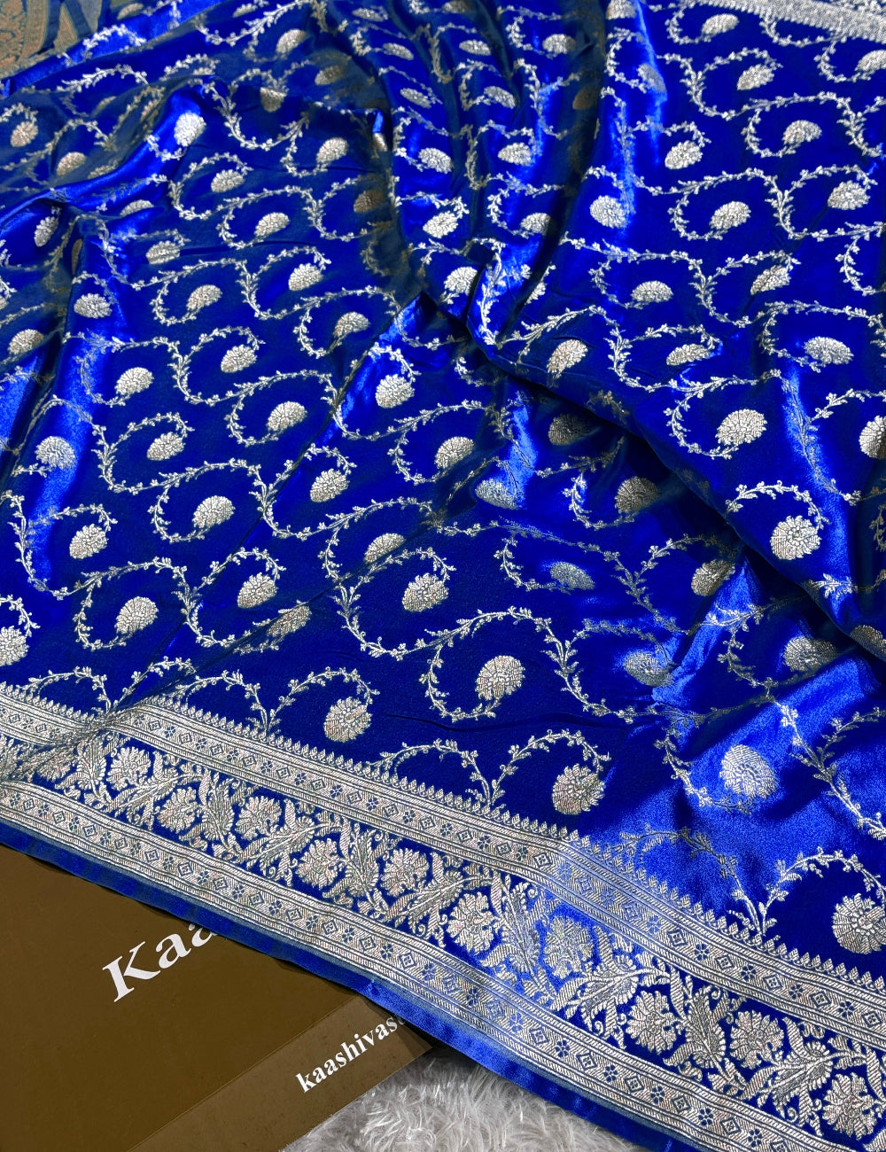 Royal blue color premium Banarasi mashru katan silk saree MK234