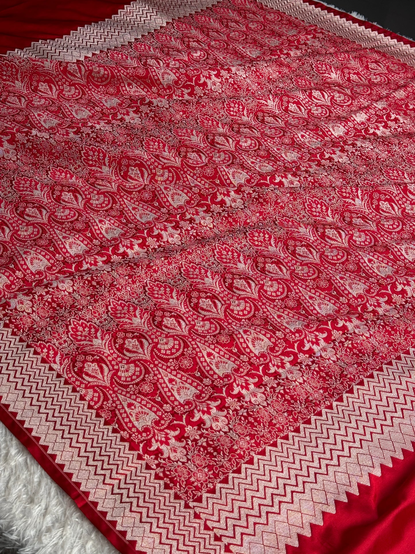 Red colour premium Banarasi Mashru katan silk saree MK338