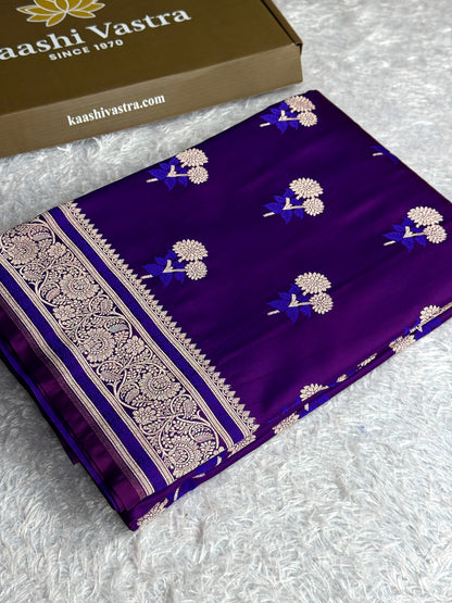 Purple colour premium Banarasi Mashru katan silk saree MK324